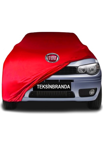 Fiat Albea Kırmızı Kumaş Araba Branda Logolu Kumaş Araba Brandası Penye Oto Branda