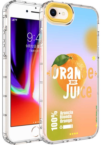 Apple iPhone Se 2022 Uyumlu Kamera Korumalı Renkli Desenli Sert Silikon Korn Kapak-No5