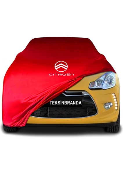 Citroen Ds3 (2009 - 2016) Kırmızı Kumaş Araba Branda Logolu Kumaş Araba Brandası Penye Oto Branda