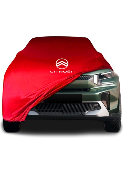 Citroen C3 Aircross 2 (2024 - ) Kırmızı Kumaş Araba Branda Logolu Kumaş Araba Brandası Penye Oto Branda