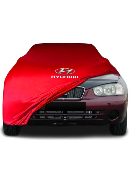 Hyundai Elantra 3 (2000-2006) Kırmızı Kumaş Araba Branda Logolu Kumaş Araba Brandası Penye Oto Branda