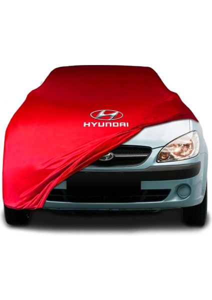 Hyundai Getz Kırmızı Kumaş Araba Branda Logolu Kumaş Araba Brandası Penye Oto Branda