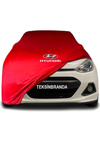 Hyundai I10 2 (2013 - 2016) Kırmızı Kumaş Araba Branda Logolu Kumaş Araba Brandası Penye Oto Branda