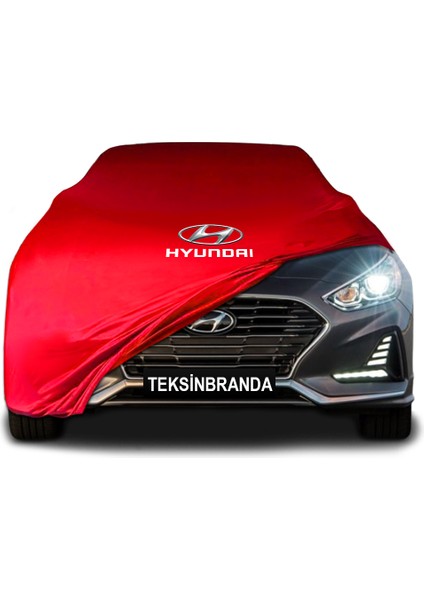 Hyundai Sonata 7 (2014 - 2019) Kırmızı Kumaş Araba Branda Logolu Kumaş Araba Brandası Penye Oto Branda