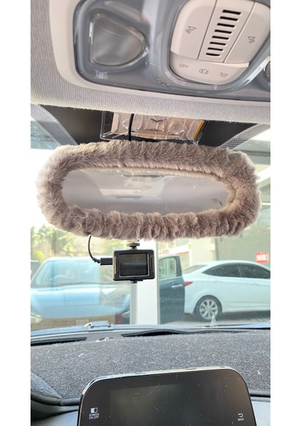 Peluş Dikiz Ayna Kılıfı Süs Gri fiyatları