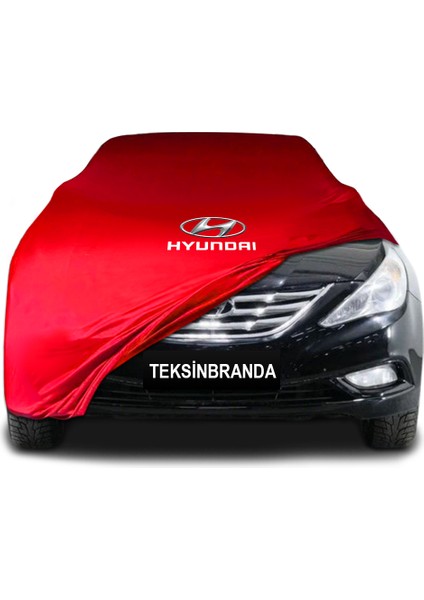 Hyundai Sonata 6 (2009 - 2012) Kırmızı Kumaş Araba Branda Logolu Kumaş Araba Brandası Penye Oto Branda