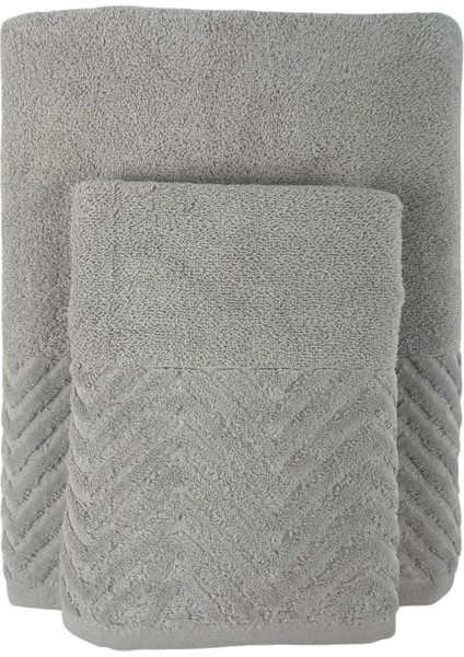 Banyo Duş Havlu Seti %100 Pamuk 90X150 cm ve 50X90 cm Vücut ve Baş Kafa Havlusu 2 Parça Desenli