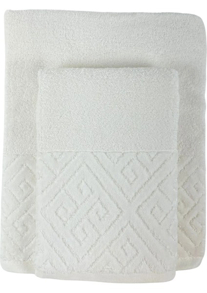 Banyo Duş Havlu Seti %100 Pamuk 90X150 cm ve 50X90 cm Vücut ve Baş Kafa Havlusu 2 Parça Desenli
