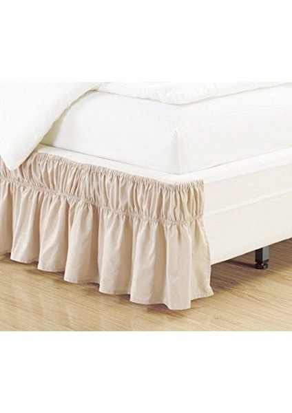 Bej Renk Çift Sürgülü Baza Eteği Pamuk Saten