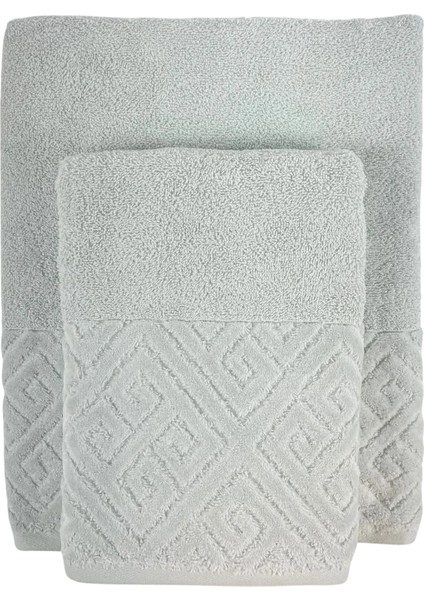 Banyo Duş Havlu Seti %100 Pamuk 90X150 cm ve 50X90 cm Vücut ve Baş Kafa Havlusu 2 Parça Desenli