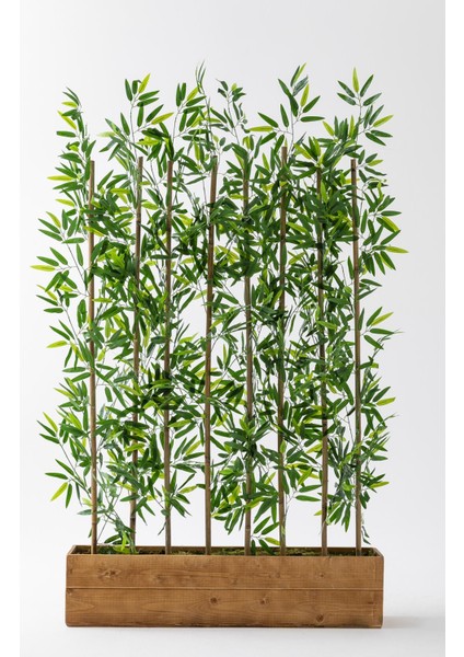 Yapay Bambu Seperatör 180 cm Ahşap Kahverengi Saksı