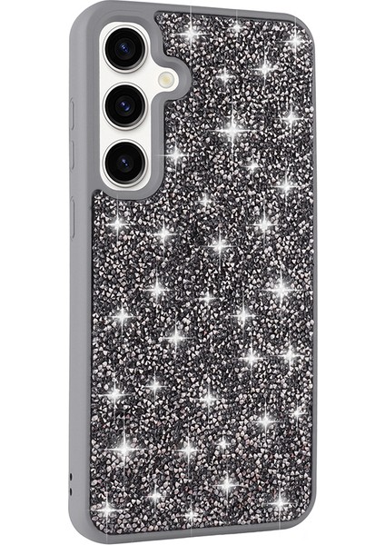 Samsung Galaxy S24 Fe Kılıf Parlak Taşlı Tasarım Otnv Pırlanta Kapak - Siyah modelleri