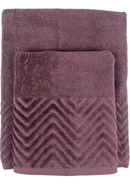 Banyo Duş Havlu Seti %100 Pamuk 90X150 cm ve 50X90 cm Vücut ve Baş Kafa Havlusu 2 Parça Desenli