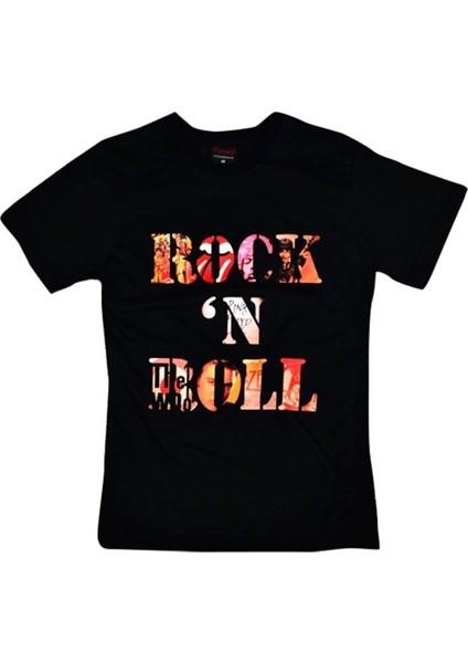 Rock And Roll Baskılı T-Shirt