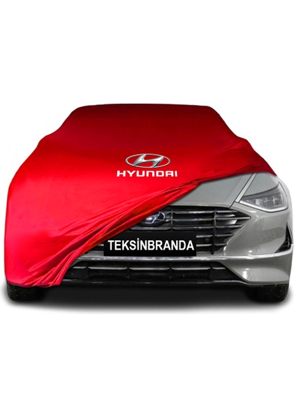 Hyundai Sonata 8 (2019 - ) Kırmızı Kumaş Araba Branda Logolu Kumaş Araba Brandası Penye Oto Branda