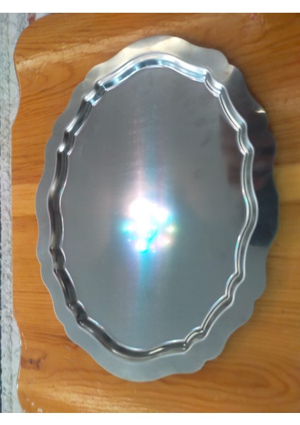 6 adet Oval Model Paslanmaz -Yarıparlak -Dekoratif Çay Kahve Sunum Tepsisi