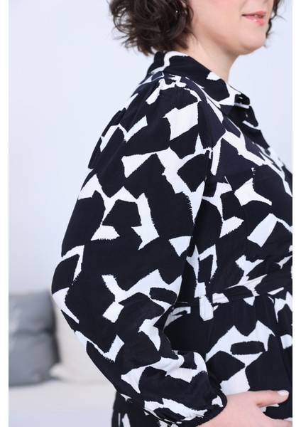 Orijinal Marka Siyah Desenli Gömlek Elbise fiyatları