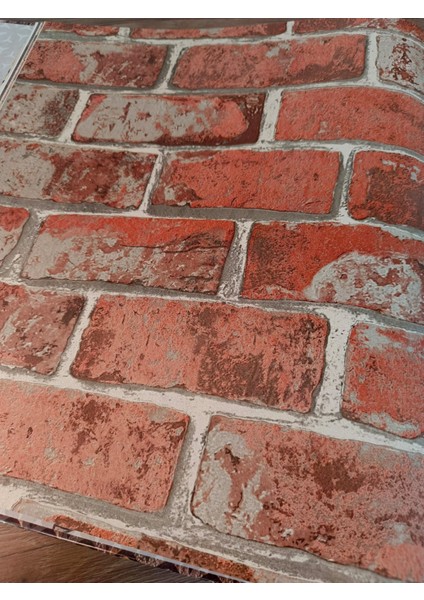 Prestij 64-5 ( 53 cm x 10 Mt) Kızıl Taş Desenli Duvar Kağıdı 5 M²