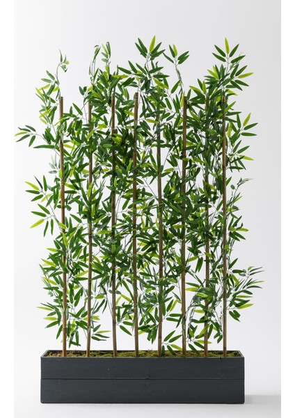 Yapay Bambu Seperatör 180 cm Ahşap Antrasit Saksı