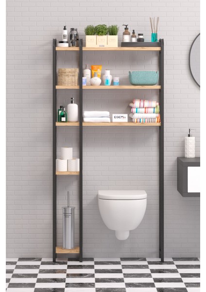 Wc Arkası Çok Amaçlı Banyo Düzenleyici Klozet Rafı Klozet Üstü Raf ve Fırçalık Havluluk