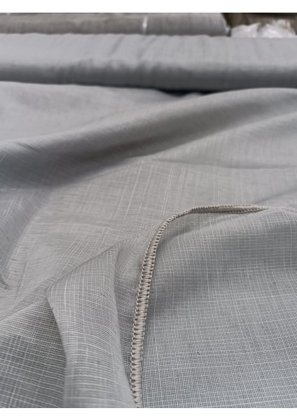 Modern Düz Keten Tül Perde - Açık Gri - Pileli Dikim 1x2,5 Pile - U74817