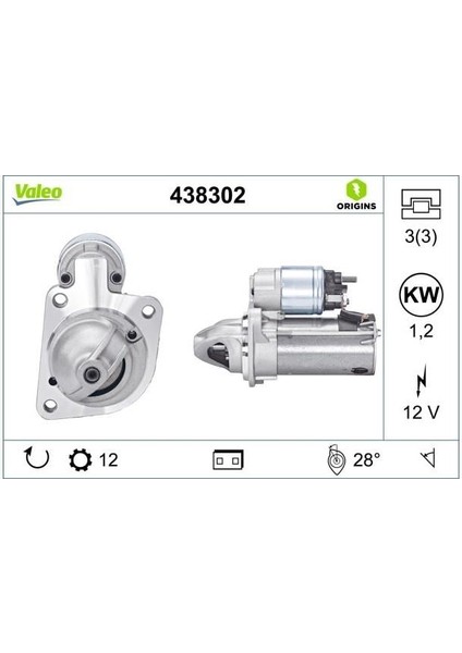 12V Marş Motoru 12 Diş 1.2 Kw Ford Ford Focus/kuga/c-Max-Volvo S60/S80/V40/V70 (Start-Stop)