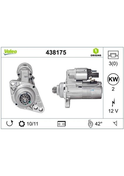 12V Marş Motoru 11 Diş 2 Kw (Ters) Audı-Seat-Skoda-Vw