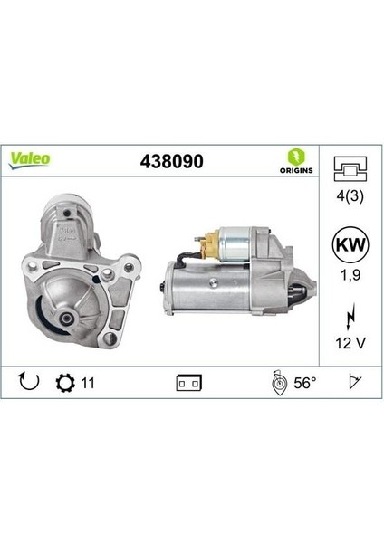 12V Marş Motoru 11 Diş 1.9 Kw Cw (3 Kulak)