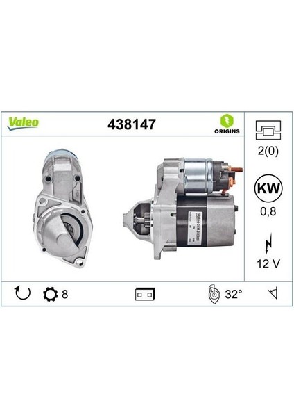 12V Marş Motoru 8 Diş 0.8 Kw Mercedes A Serisi