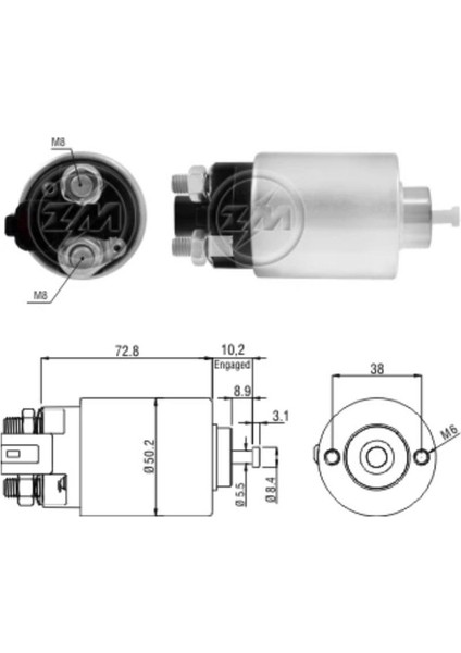 12V Marş Otomatiği (Gövde 50 Mm) (2 Delik-Soketli-Sol) Hyundaı-Kıa modelleri