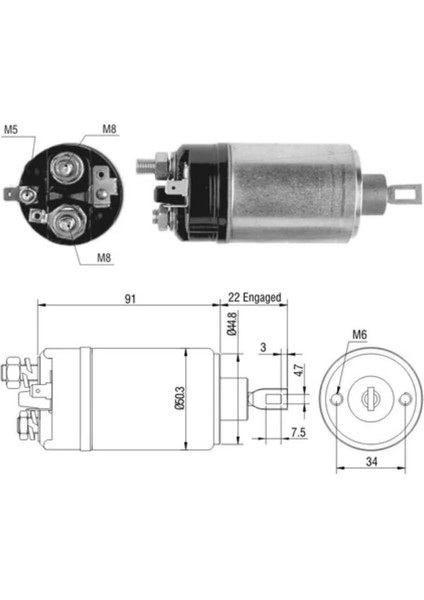 12V Marş Otomatiği Em (2 Delik) Ince Gövde Kmm F/m5 Ford-Lombardını-Mercedes modelleri