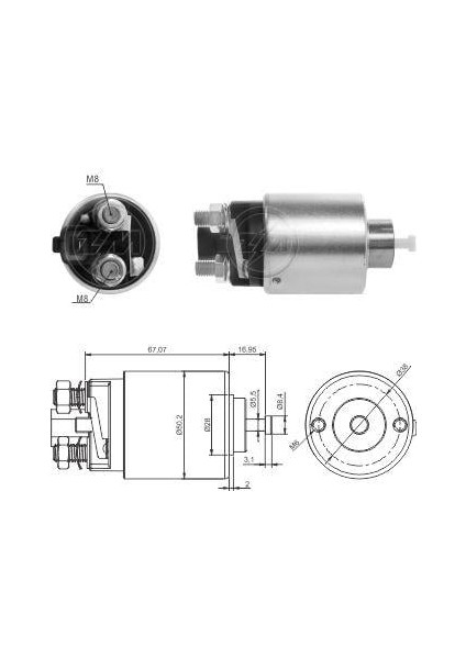 12V Marş Otomatiği (Gövde 50 Mm) (2 Delik-Soketli-Sağ) Hyundaı-Kıa