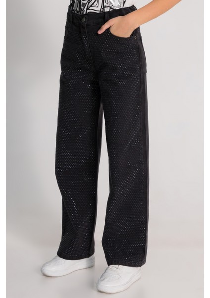 Taş Detaylı Kız Çocuk Kot Pantolon