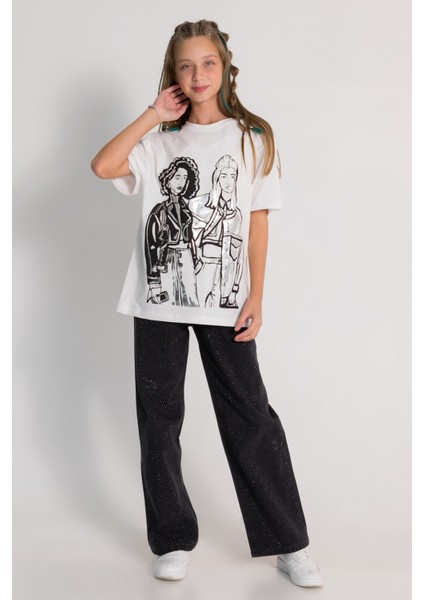 Taş Detaylı Kız Çocuk Kot Pantolon modelleri