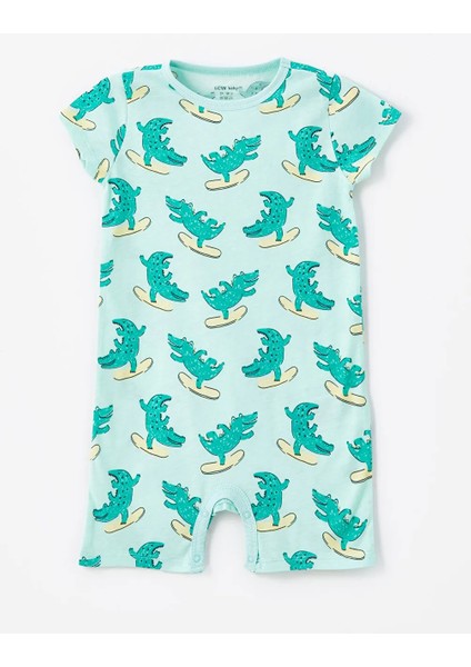 Lcw Baby Beyaz Bisiklet Yaka Baskılı Erkek Bebek Tulum 2'li modelleri