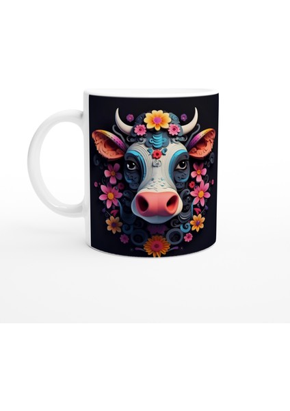 Çiçekli Renkli Inek Kupa Bardak