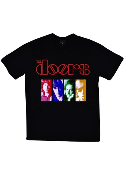 The Doors Baskılı Unisex %100 Pamuk Siyah T-Shirt