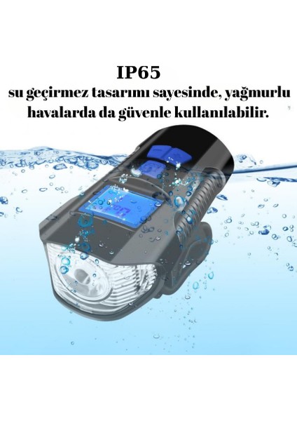 Multizone Bisiklet LCD Hız Göstergesi Su Geçirmez Şarjlı LED Işık 4 Mod Işık 6 Mod Korna