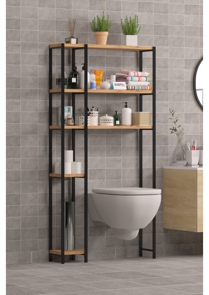 Wc Arkası Çok Amaçlı Banyo Düzenleyici Klozet Rafı Klozet Üstü Raf ve Fırçalık Havluluk