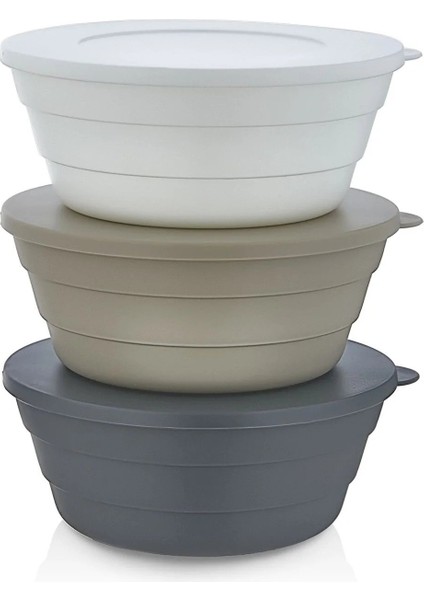 3 Lü Pratik Saklama Kabı - Kahvaltılık Kapaklı Çerezlik 350 ml