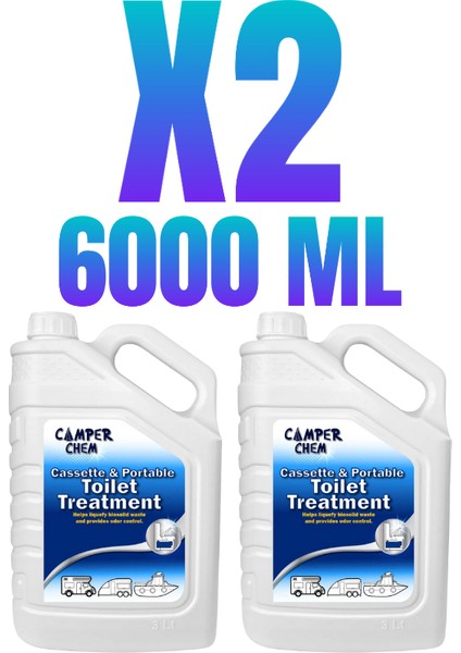 Karavan Tekne Tuvalet Kimyasalı - Toilet Treatment- Atık Parçalayıcı ve Koku Giderici 2 adet 3000 ml