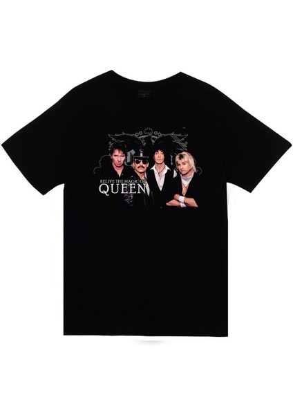 Queen Baskılı Unisex %100 Pamuk Siyah T-Shirt