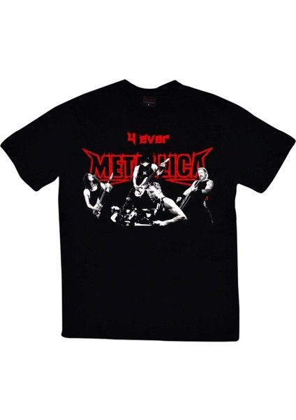Metallica Baskılı Unisex %100 Pamuk Siyah T-Shirt