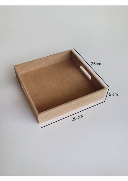 Ahşap, Ham Mdf, Boyanabilir Kare Tepsi
