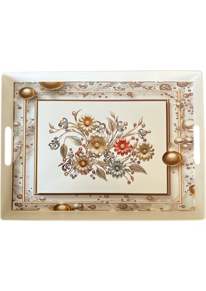 Çay Kahve Sunum Tepsisi, Beyaz Renk, 1 Adet, 375X275 mm fiyatları