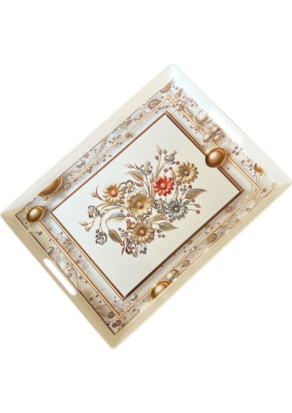 Çay Kahve Sunum Tepsisi, Beyaz Renk, 1 Adet, 375X275 mm modelleri