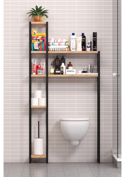 Wc Arkası Çok Amaçlı Banyo Düzenleyici Klozet Rafı Klozet Üstü Raf ve Fırçalık Havluluk