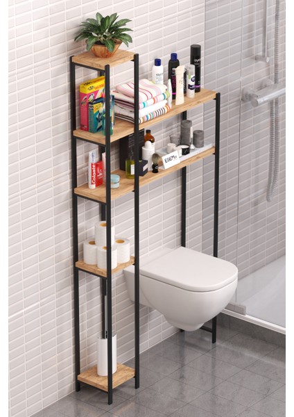 Wc Arkası Çok Amaçlı Banyo Düzenleyici Klozet Rafı Klozet Üstü Raf ve Fırçalık Havluluk