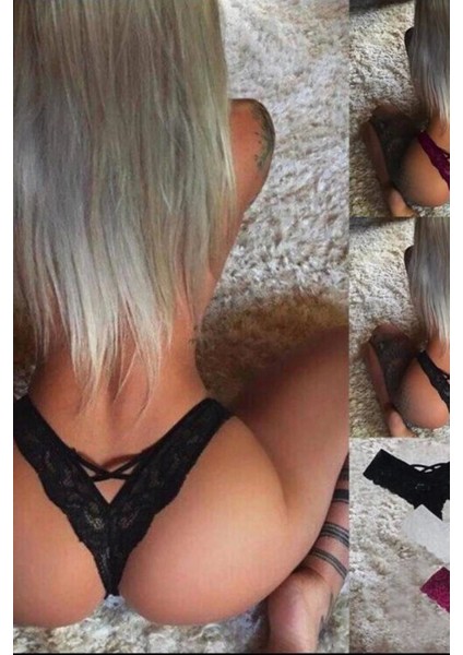 Miraxx Arkası Çapraz Yarım Siyah Külot