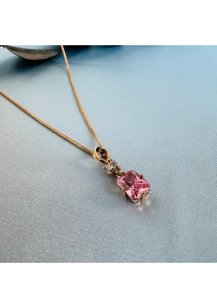 316L Çelik Pembe Zirkon Taşlı Rose Kolye fiyatları